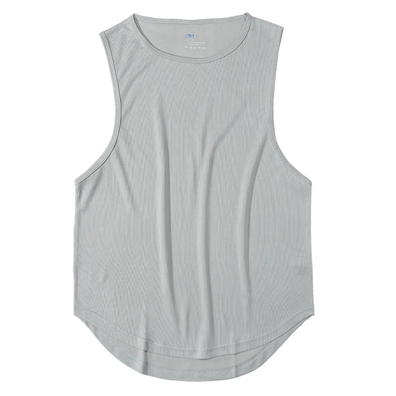 Glacium aesthetics grey drop arm tank top to show-off that lat pump in the gym during your intense training