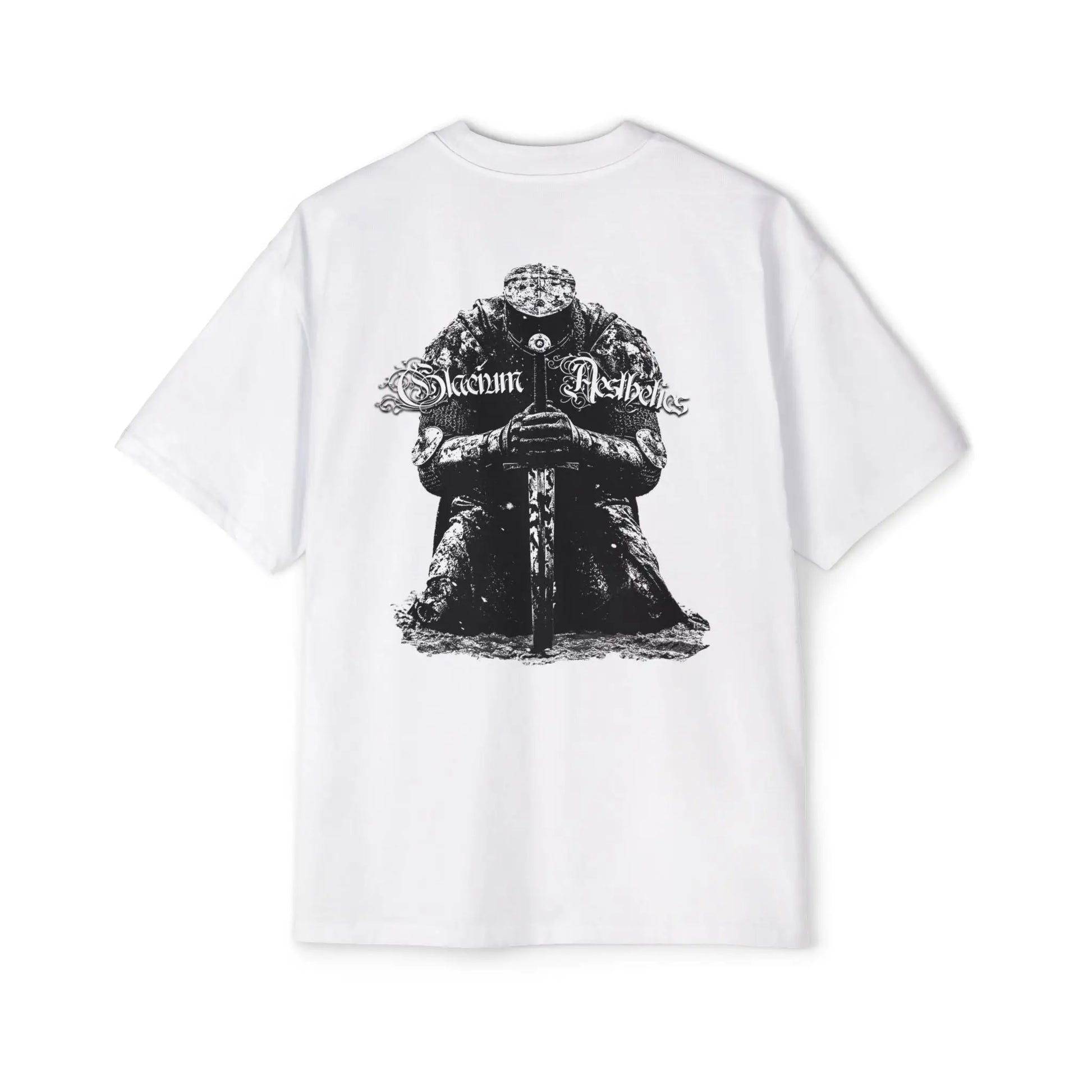 White heavy oversized pump cover for the gym from the Crusader Series collection, featuring a heavy blend fabric and 'From The Ashes' design