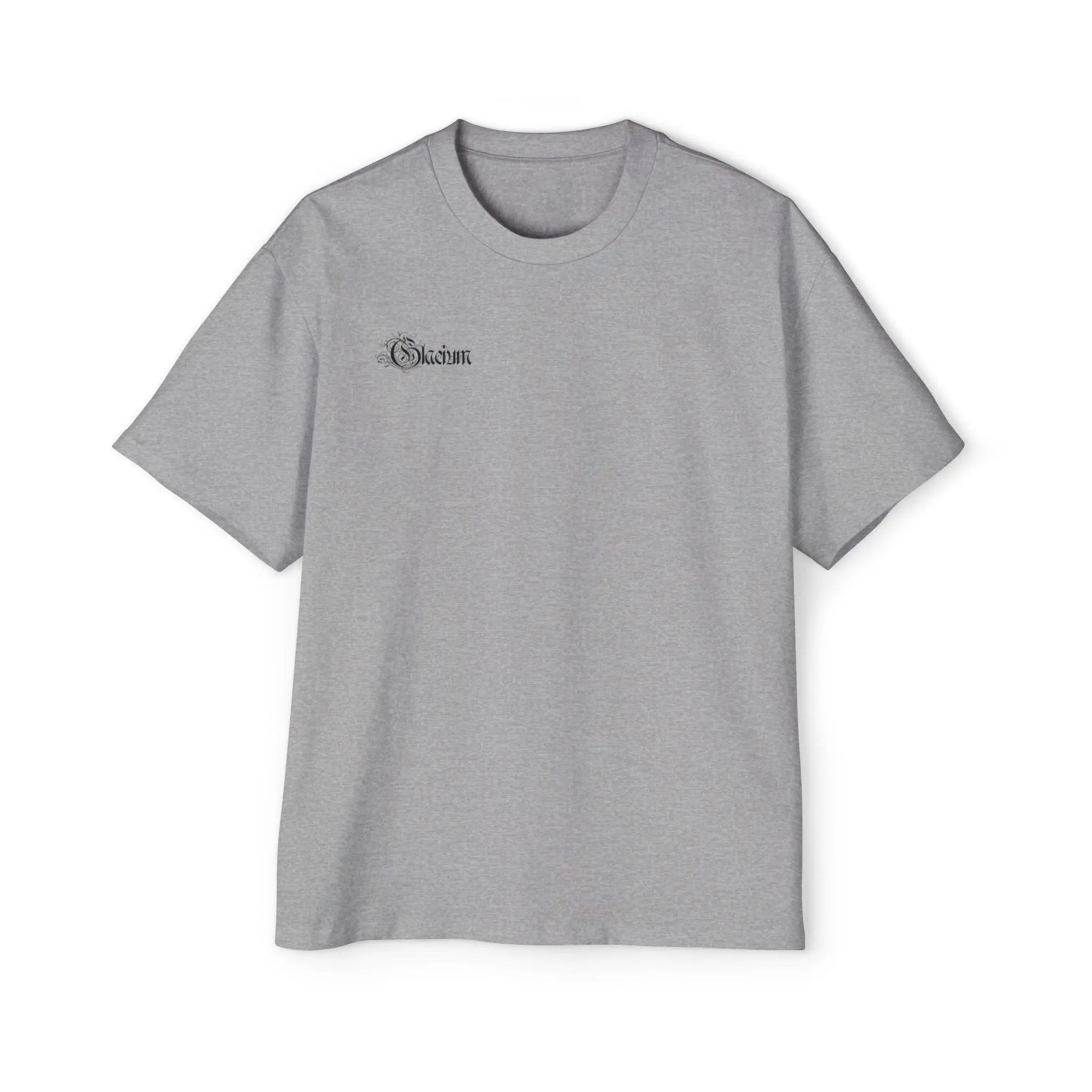 Front of grey heavy oversized pump cover for the gym from the Crusader Series collection, featuring a heavy blend fabric