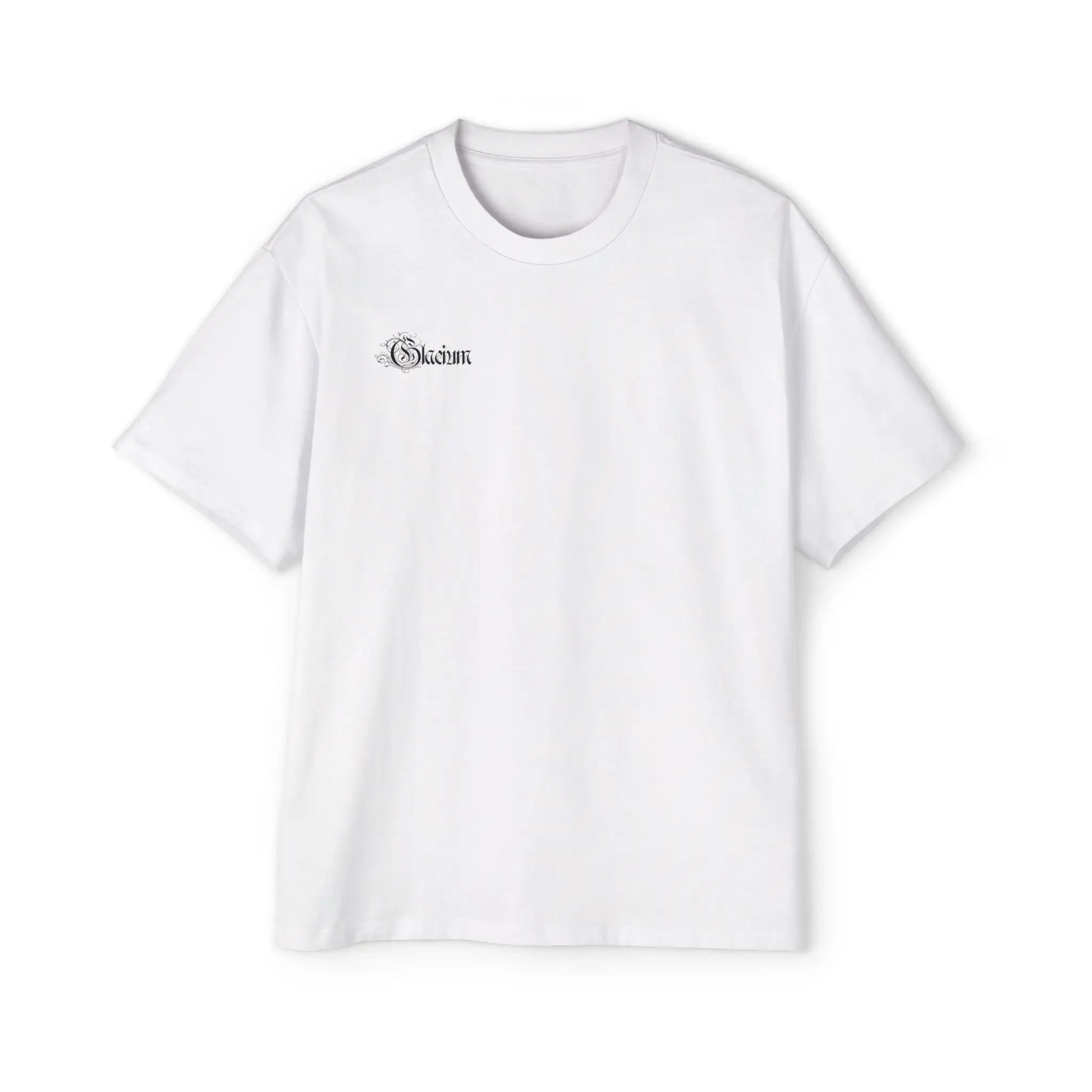 Front of white heavy oversized pump cover for the gym from the Crusader Series collection, featuring a heavy blend fabric
