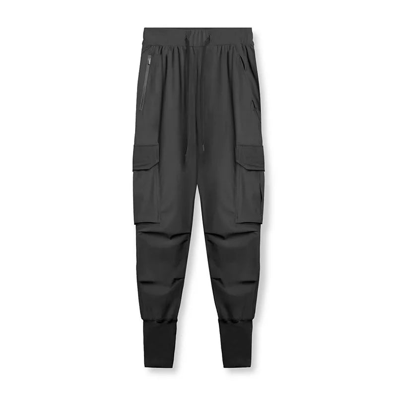 Men's black gym cargo joggers designed for comfort and performance during workouts