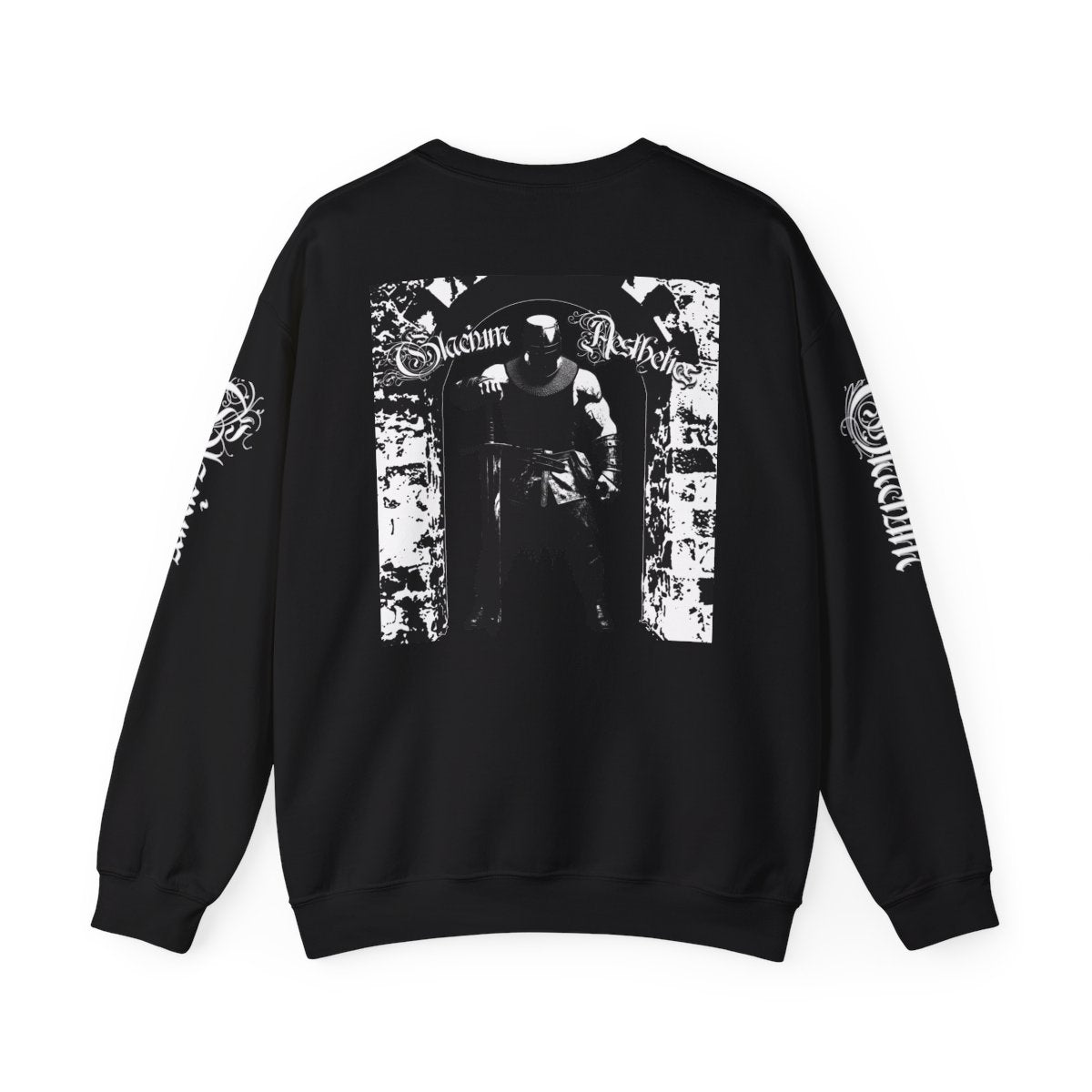 Black crew-neck sweatshirt from the Crusader Series collection, featuring a heavy blend fabric and 'In The Way' design