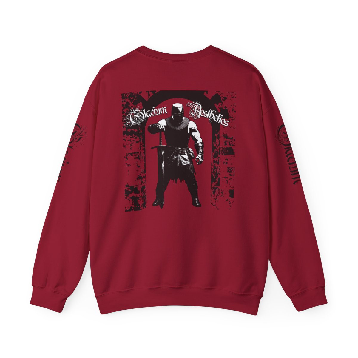 Red crew-neck sweatshirt from the Crusader Series collection, featuring a heavy blend fabric and 'In The Way' design