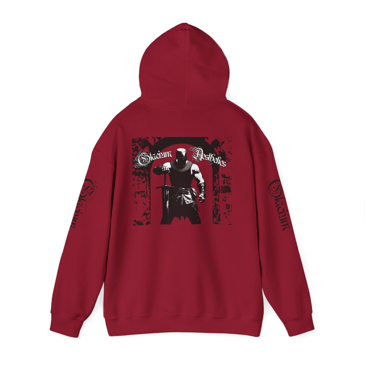 Red hoodie pump cover from the Crusader Series collection, featuring a heavy blend fabric and 'In The Way' design