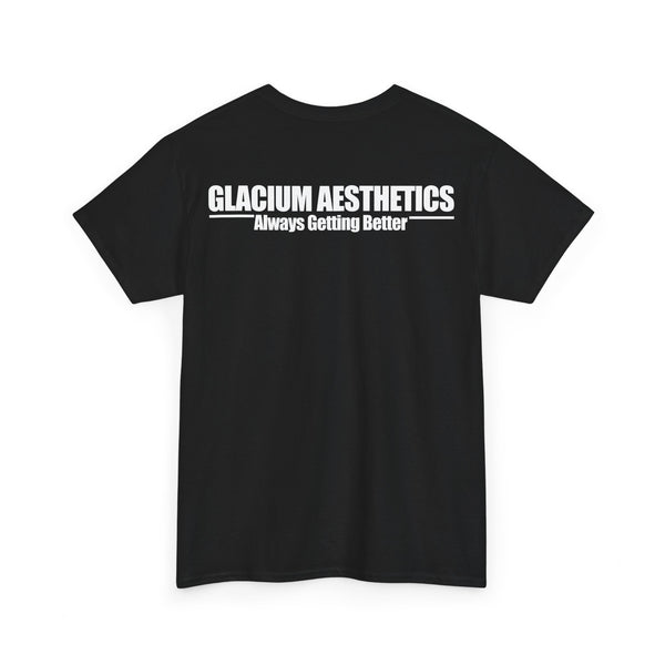 Glacium aesthetics black heavy cotton 'always getting better' quote t-shirt pump cover for the gym
