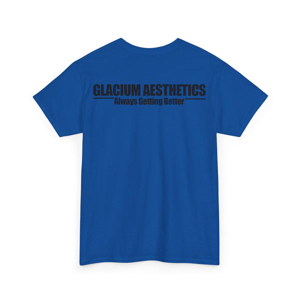 Glacium aesthetics blue heavy cotton 'always getting better' quote t-shirt pump cover for the gym