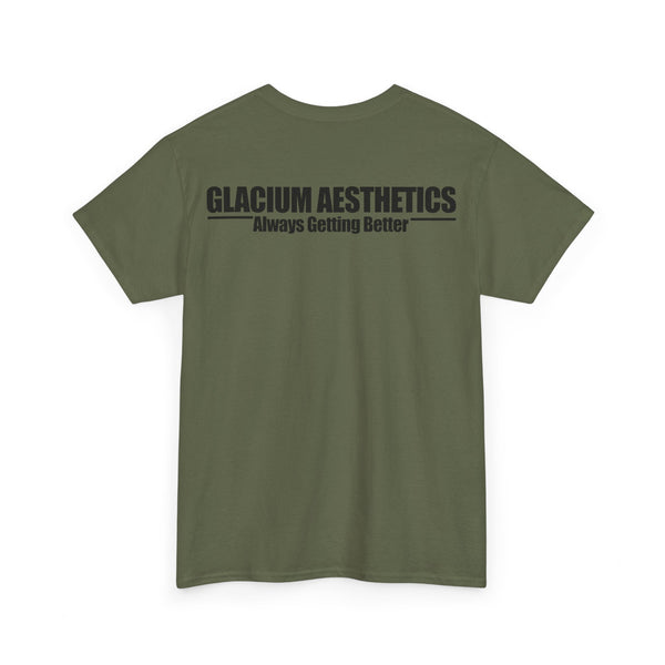 Glacium aesthetics green heavy cotton 'always getting better' quote t-shirt pump cover for the gym