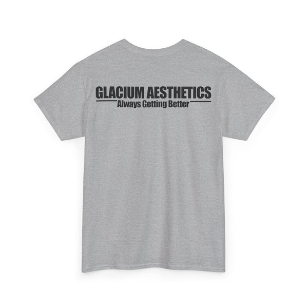 Glacium aesthetics grey heavy cotton 'always getting better' quote t-shirt pump cover for the gym