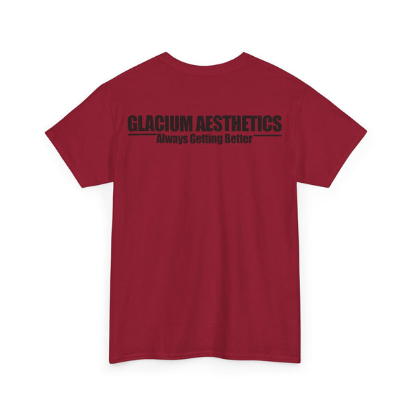 Glacium aesthetics red heavy cotton 'always getting better' quote t-shirt pump cover for the gym