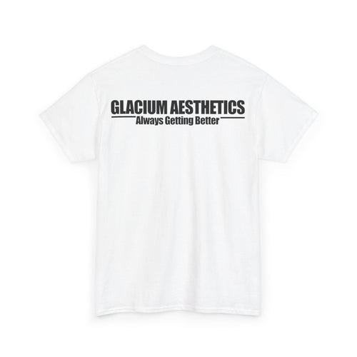 Glacium aesthetics white heavy cotton 'always getting better' quote t-shirt pump cover for the gym