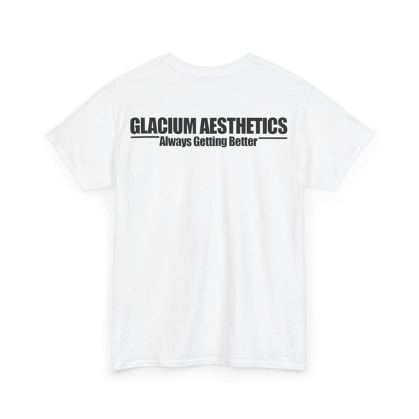 Glacium aesthetics white heavy cotton 'always getting better' quote t-shirt pump cover for the gym