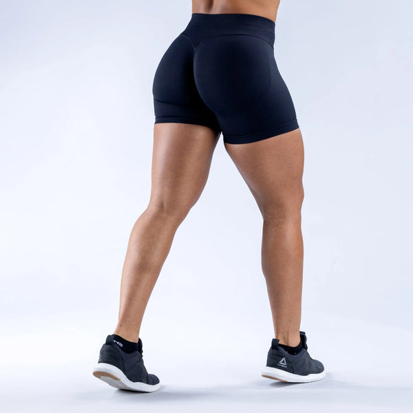 High waist seamless black impact shorts with Scrunch Fit to shape and define the booty pump