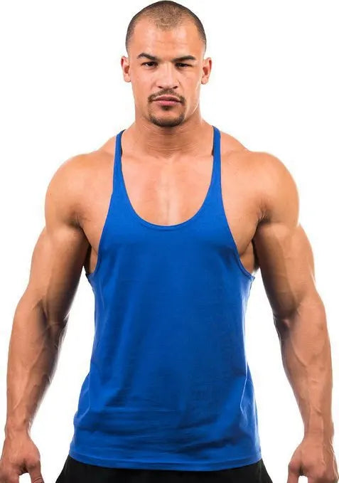 Glacium Aesthetics blue drop arm stringer designed to show the pump in full effect during workouts and training sessions