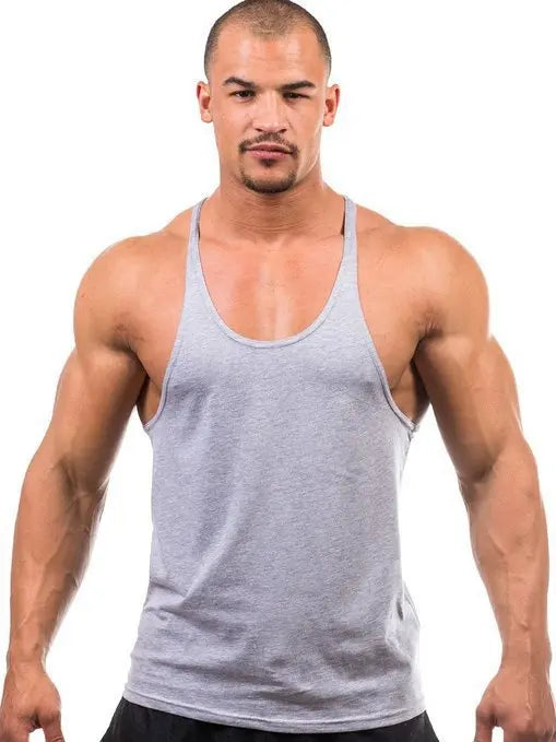 Glacium Aesthetics grey drop arm stringer designed to show the pump in full effect during workouts and training sessions