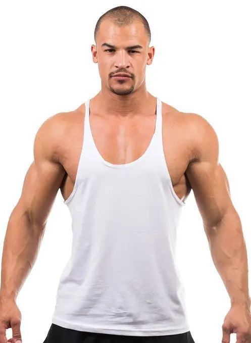 Glacium Aesthetics white drop arm stringer designed to show the pump in full effect during workouts and training sessions