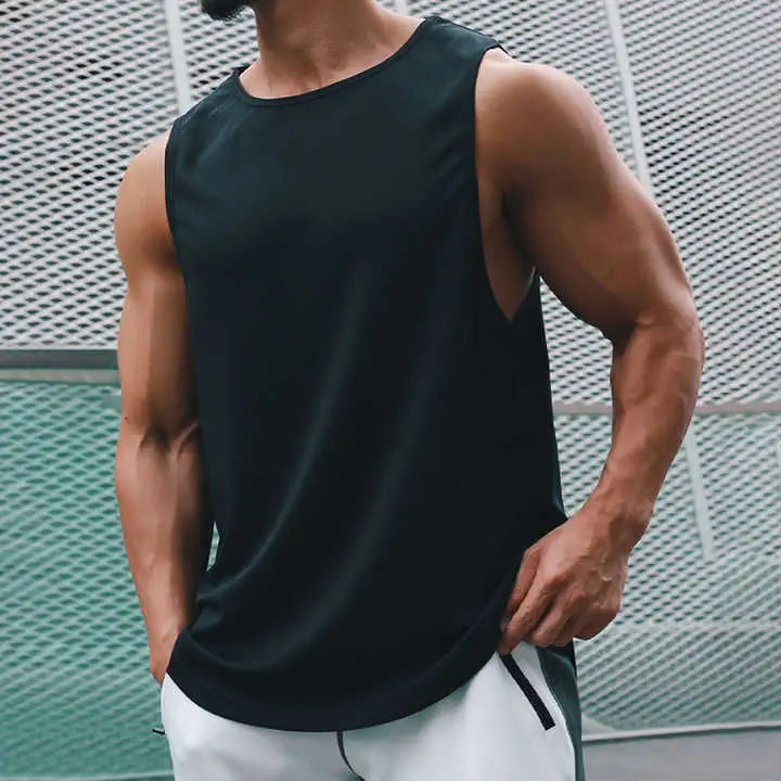 Glacium aesthetics black drop arm tank top to show-off that lat pump in the gym during your intense training