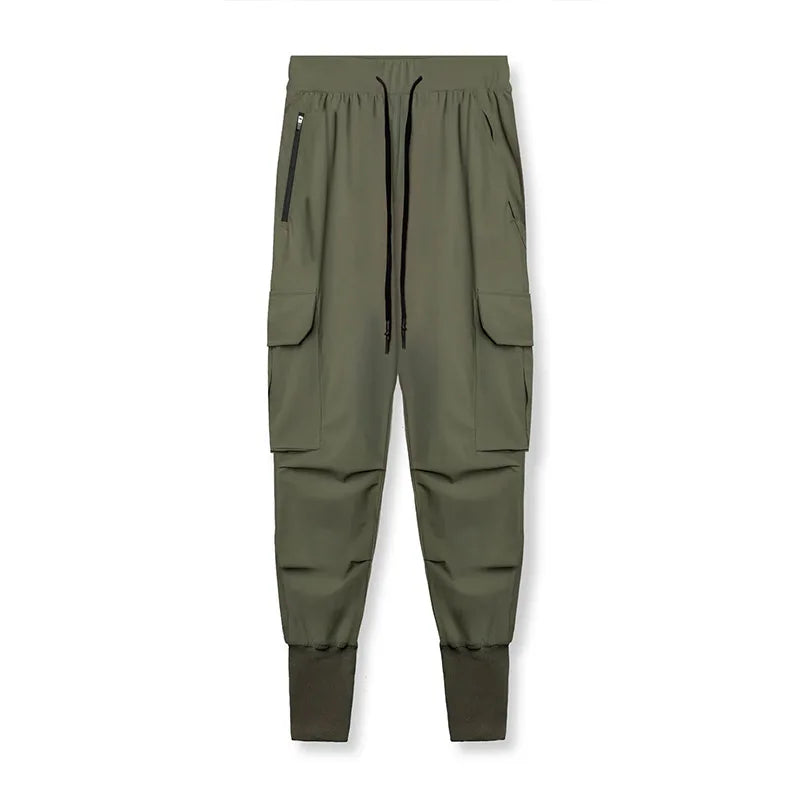 Men's green gym cargo joggers designed for comfort and performance during workouts
