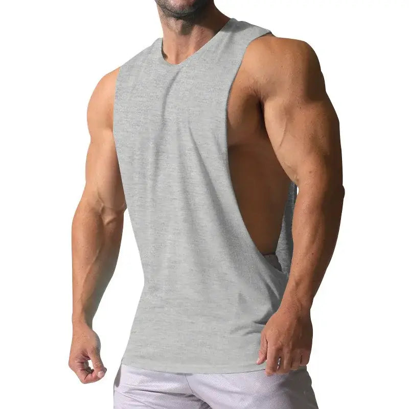 Glacium Aesthetics grey ultra drop arm tank top designed to show the pump in full effect during workouts and training sessions