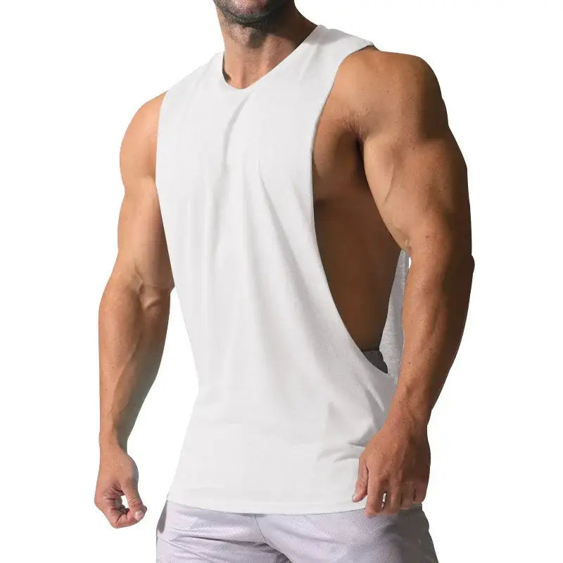 Glacium Aesthetics white ultra drop arm tank top designed to show the pump in full effect during workouts and training sessions