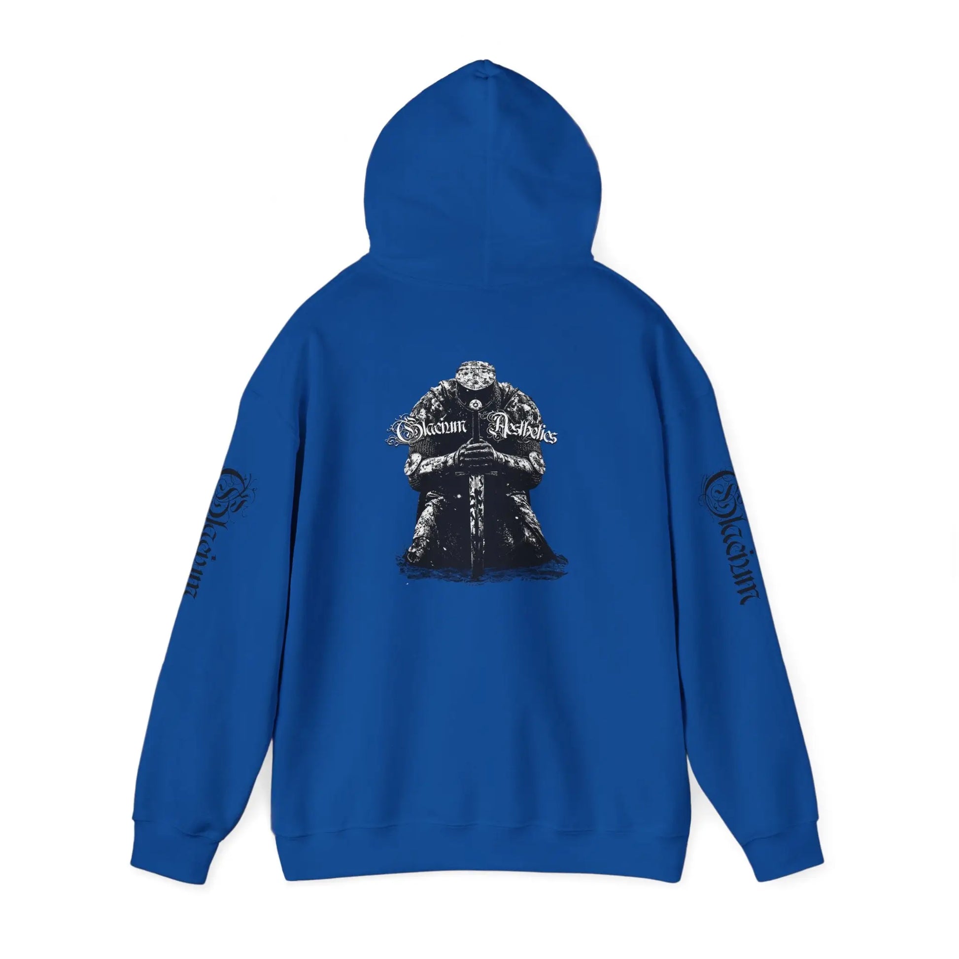 Blue hoodie pump cover for the gym from the Crusader Series collection, featuring a heavy blend fabric and 'From The Ashes' design