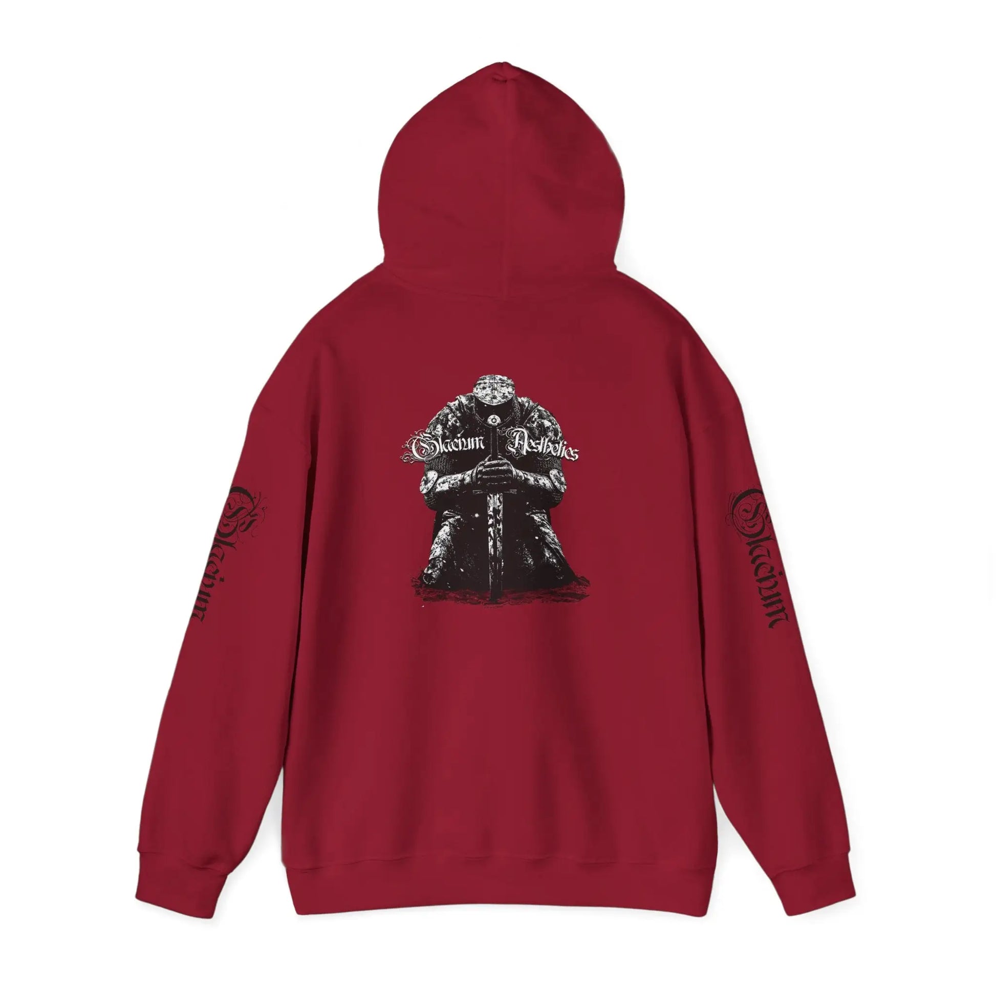 red hoodie pump cover for the gym from the Crusader Series collection, featuring a heavy blend fabric and 'From The Ashes' design
