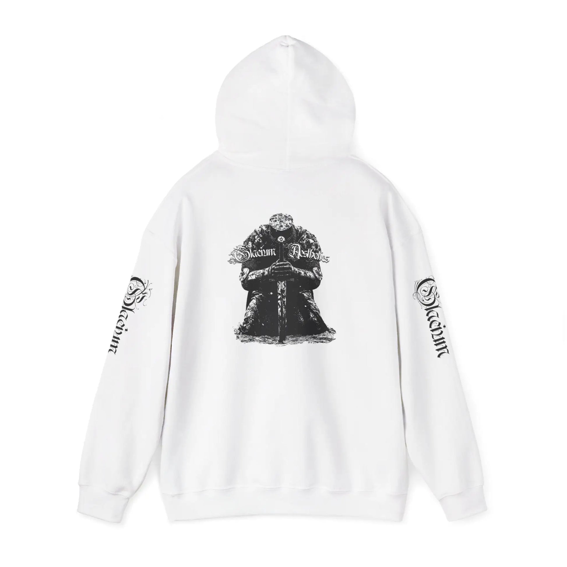 White hoodie pump cover for the gym from the Crusader Series collection, featuring a heavy blend fabric and 'From The Ashes' design