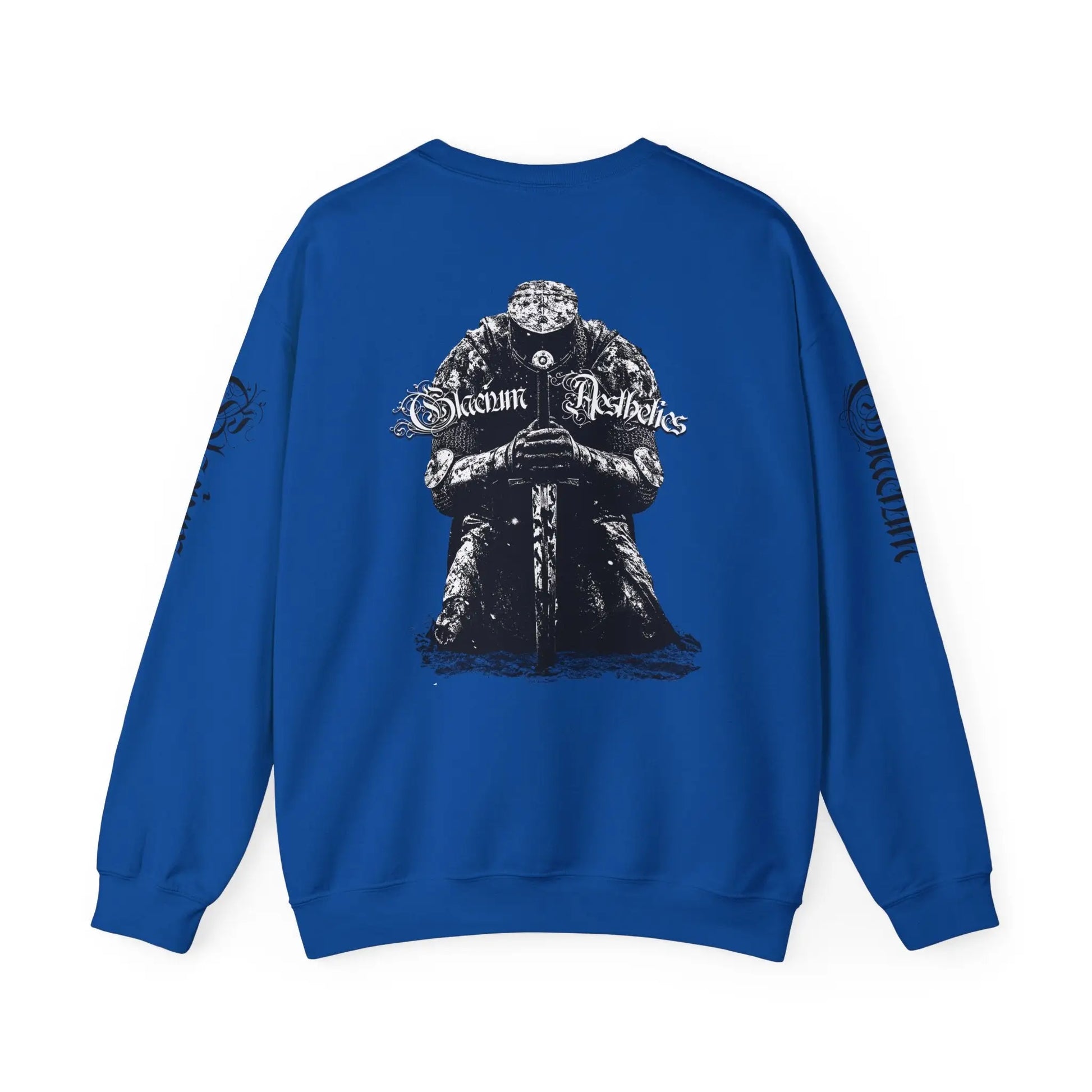 Blue sweatshirt pump cover for the gym from the Crusader Series collection, featuring a heavy blend fabric and 'From The Ashes' design