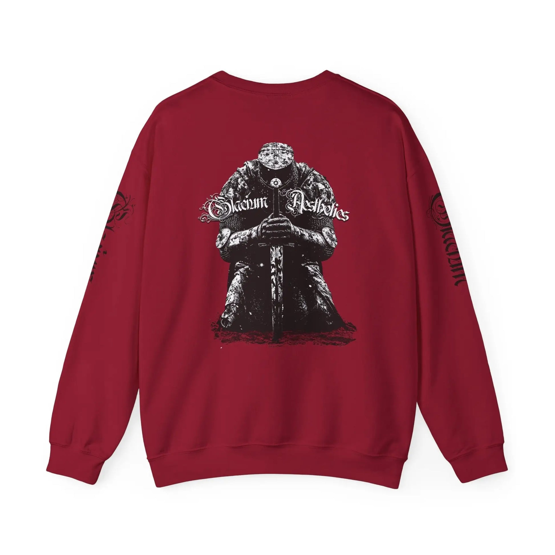 Red sweatshirt pump cover for the gym from the Crusader Series collection, featuring a heavy blend fabric and 'From The Ashes' design