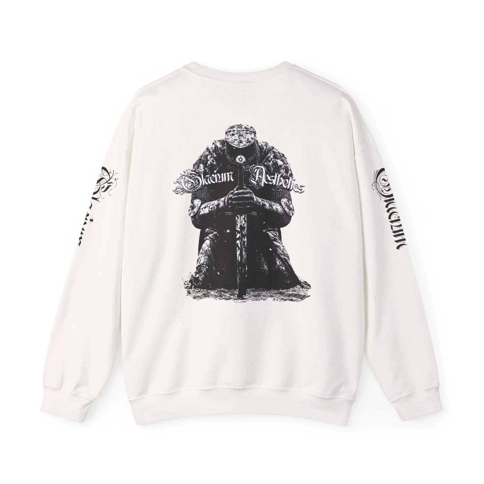 White sweatshirt pump cover for the gym from the Crusader Series collection, featuring a heavy blend fabric and 'From The Ashes' design