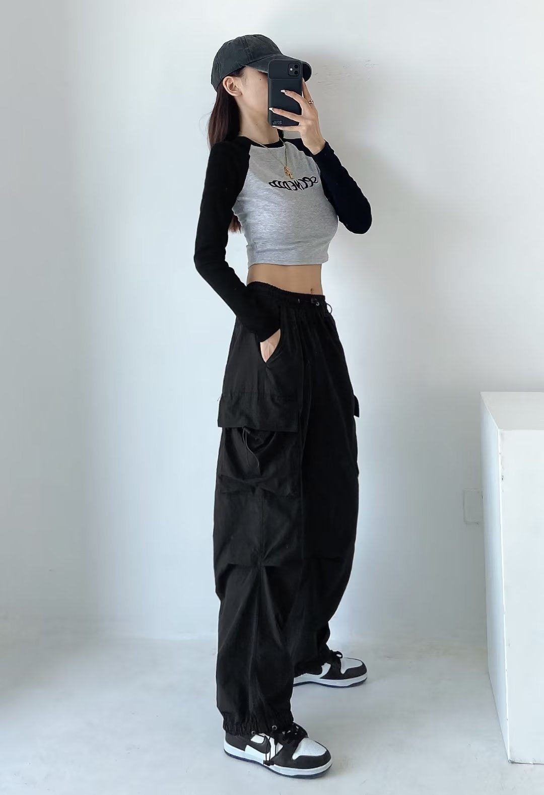 women's black gym cargo joggers designed for style and performance during workouts