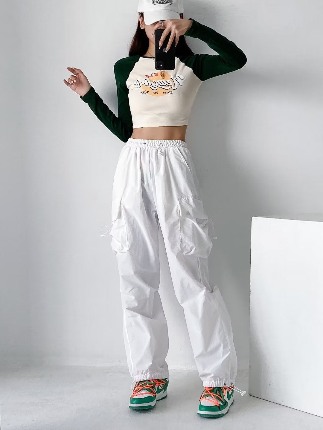 women's white gym cargo joggers designed for style and performance during workouts 