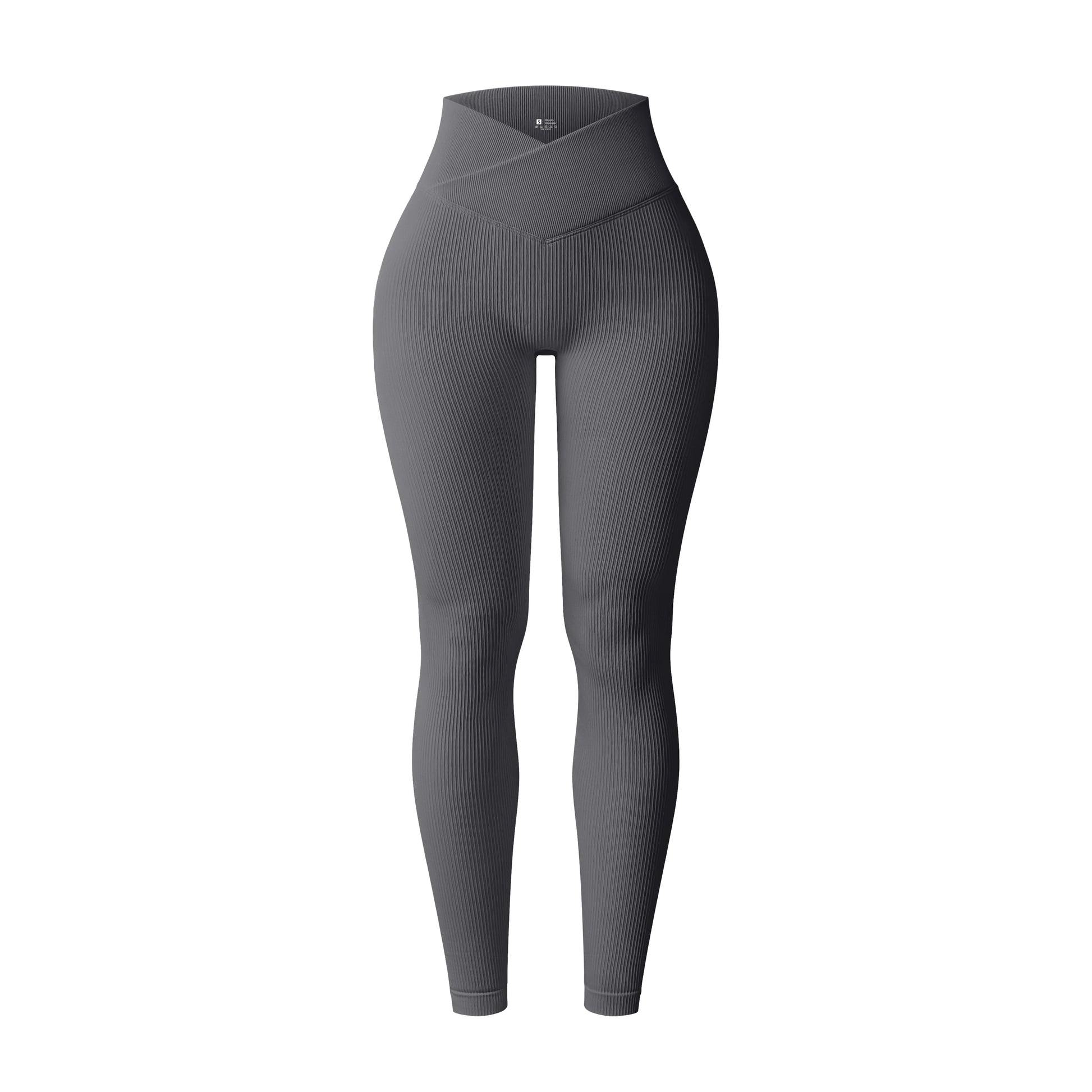 Grey v waist ribbed leggings to perfectly shape and sculpt the legs and core during intense leg days in the gym or general training sessions
